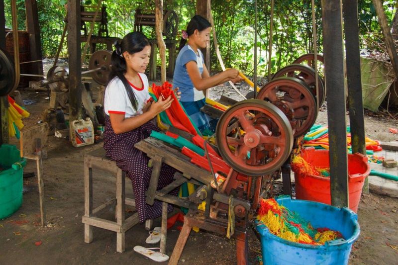 Rubber ring production in Myanmar.